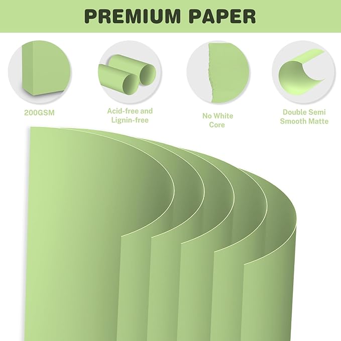 Cardstock 8.5 X 11, 40 Sheets Light Green Card Stock, 75lb/ 200gsm Pale Green - Image 3