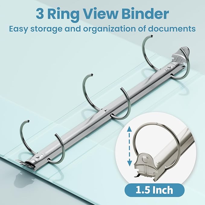 SUNEE 3 Ring Binder 1.5 Inch 1 Pack, Pastel Blue - Image 3