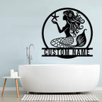 Custom Mermaid Metal Sign, Personalized Mermaid Name metal Signs, Mermaid Wall - Image 3