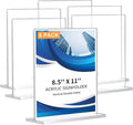 6 Pack Acrylic Sign Holder 8.5 x 11, Double-Sided Clear Sign Holder Plastic by DECOHOBO