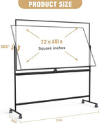 Rolling Whiteboard/w Height Adjustable, Mifuro 72 x 40 Large Portable Dry Erase - Image 5