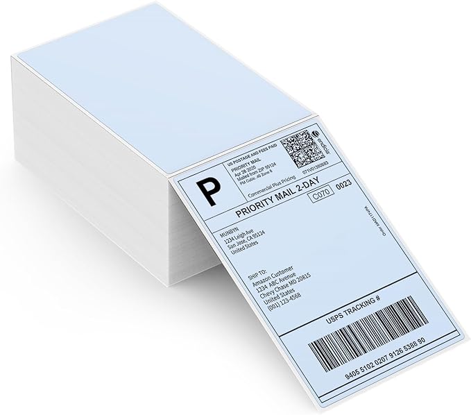 MUNBYN 4x6 Inch Blue Direct Thermal Shipping Labels, Commercial Grade Permanent by MUNBYN