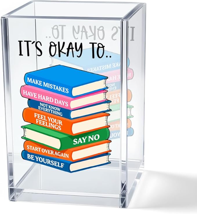 Vgrti It's Okay To Make Mistakes Acrylic Cosmetic Pencil Pen Holder Cup by Unknown