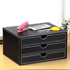 RHCSZ High-end PU Leather Desk Organizer File Cabinet Executive Office Supplies - Image 3