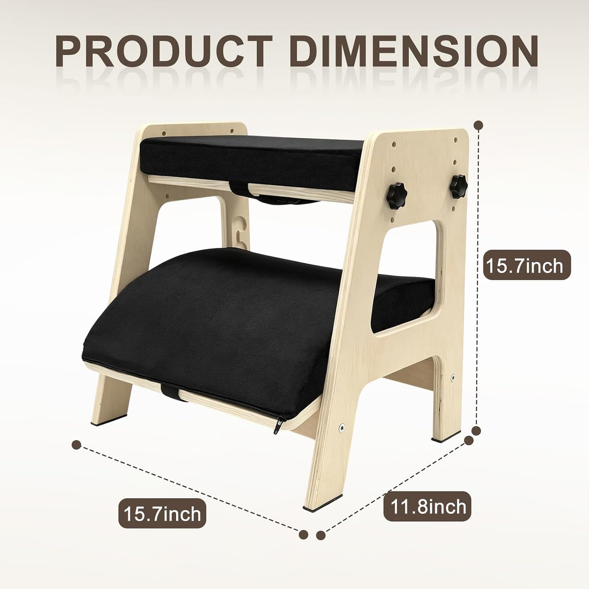 Double Step Footrest Under Desk, Adjustable Wooden Foot Stool with Cushions