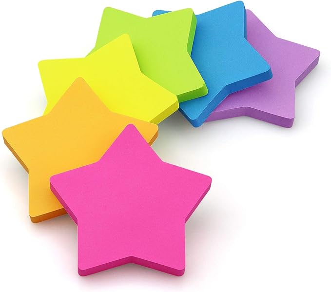 SIMONA Star Shape Sticky Notes 6 Color Bright Colorful Sticky Pad 75 Sheets/Pad - Image 3