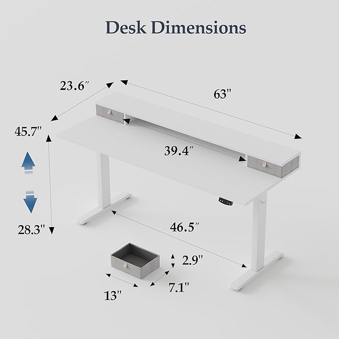 Klicelor 63 Inch Electric Standing Desk - Image 3