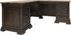 Martin Furniture IMSA684R-KIT Executve L-Desk & Return with Solid Wood Plank Tops, Fully Assembled, Brown