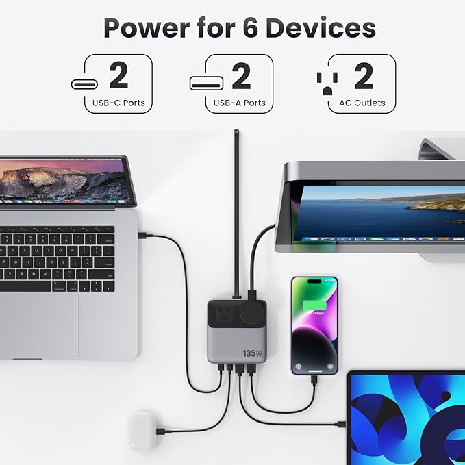 6-in-1 Charging Station USB C Power Strip - Image 2