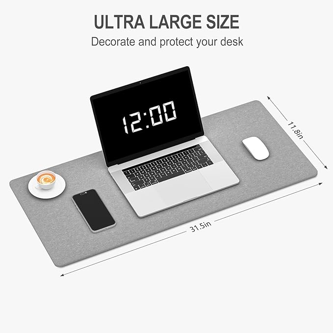 Auhoahsil Felt Desk Mat, Minimalist Large Mouse Pad XL 31.5 x 11.8 in, Desk Matt - Image 2
