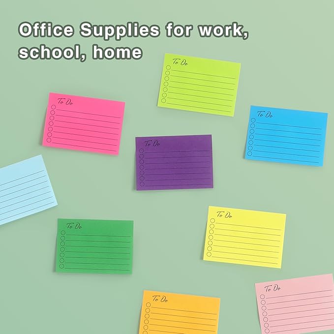 Eastern Wolf 9 Pads to Do Lined Sticky Notes, 9 Bright Multi Colors Self-Stick - Image 7
