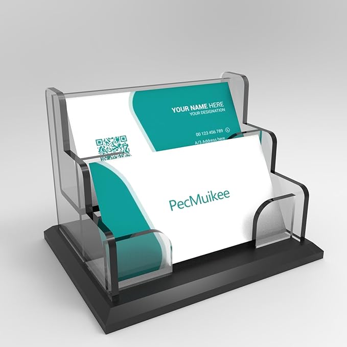 PecMuikee Business Card Holder for Desk，Acrylic Business Card Display Stand by PecMuikee
