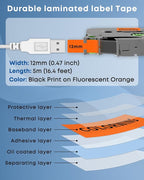 COLORWING TZe-B31 Black on Orange Fluorescent Label Maker Tape 12mm 0.47'' - Image 2
