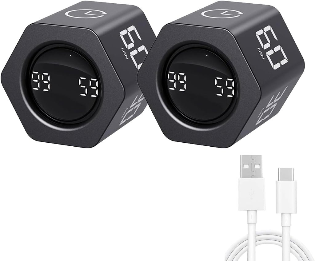 Productivity Timer Flip Gravity Sensor Cube Timer Countdown & Countup, Mute &
