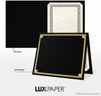 LUXPaper 9.5" x 12" Certificate Holders | Black Linen | Embossed Gold Foil - Image 5