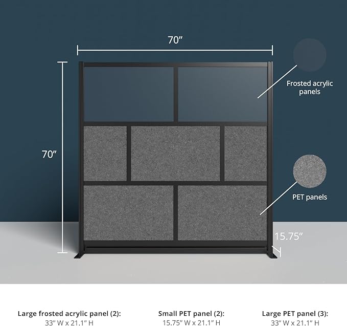 Stand Up Desk Store Expanse Modular Wall | 70'' x 70'' Wall | Expandable - Image 4