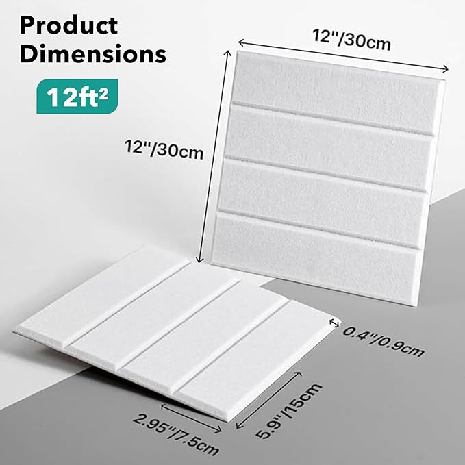 Lunarthos Felt Wall Tiles, 12 Pack 12"x12"x0.4" Cork Borad Tiles - Image 2