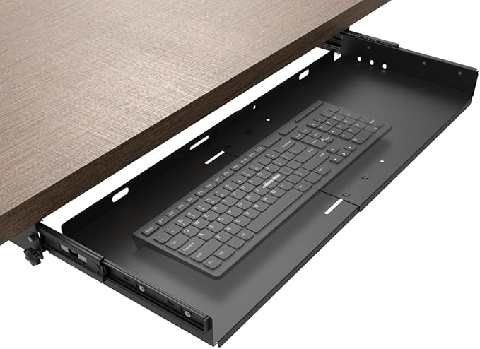 JINGCHENGMEI Sliding Keyboard Tray Under Desk, Pull-Out Keyboard and Mouse Tray by JINGCHENGMEI