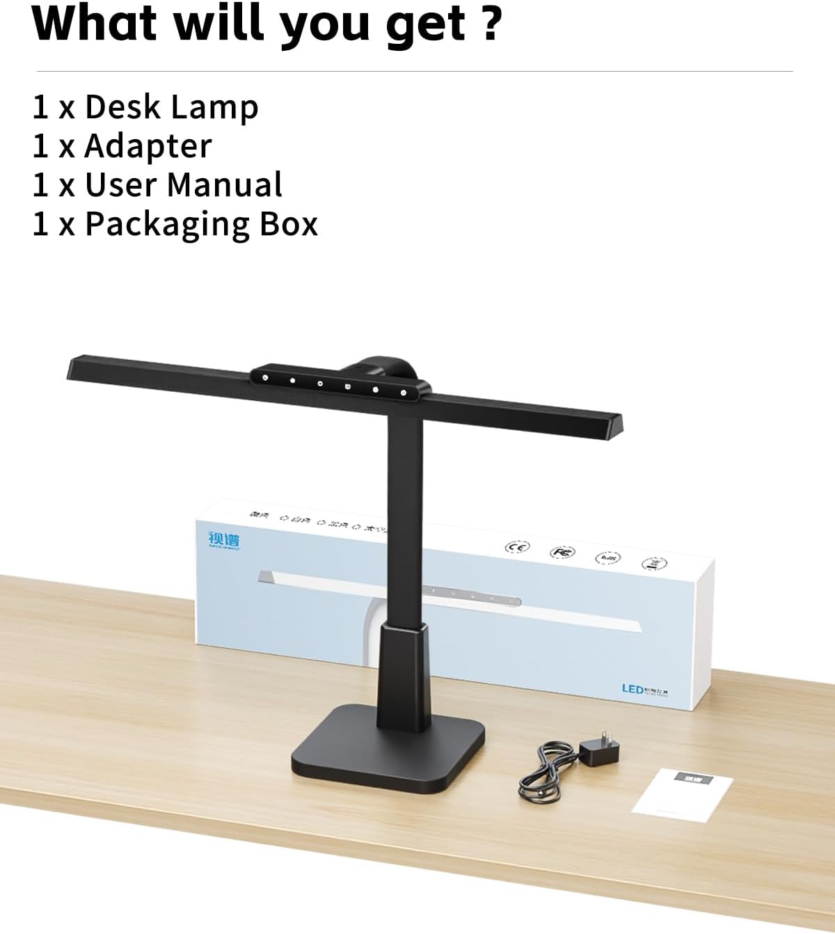 Desk Lamp with Stable Base, 1600LM Computer Desk Light with Timer Function