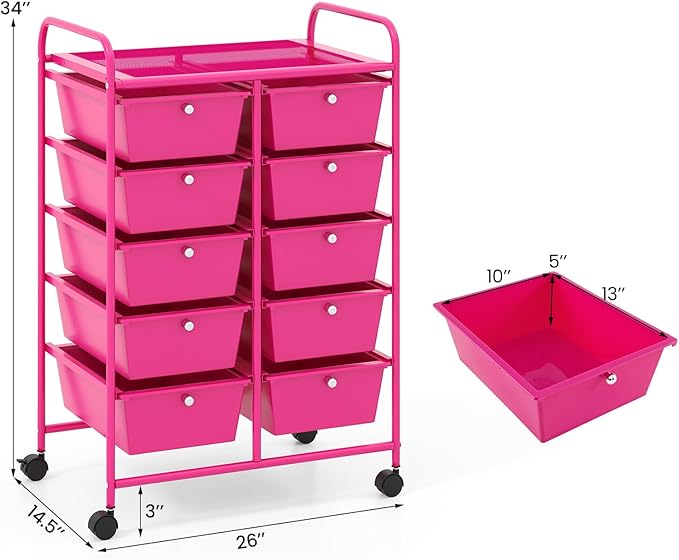 GLACER 10 Drawer Rolling Cart, Storage Cart - Image 3