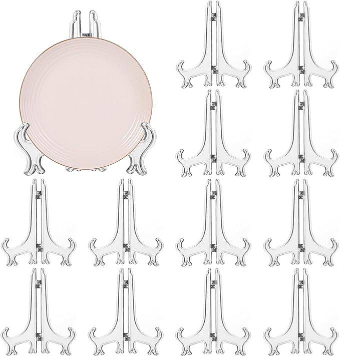 LonlyEagle 12 Pack 7 Inch Clear Plastic Easels or Stand/Plate Holders to by LonlyEagle
