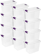 Sterilite 12-Pack 27 Quart ClearView Latch Box, Stackable Organizer Bins by Sterilite