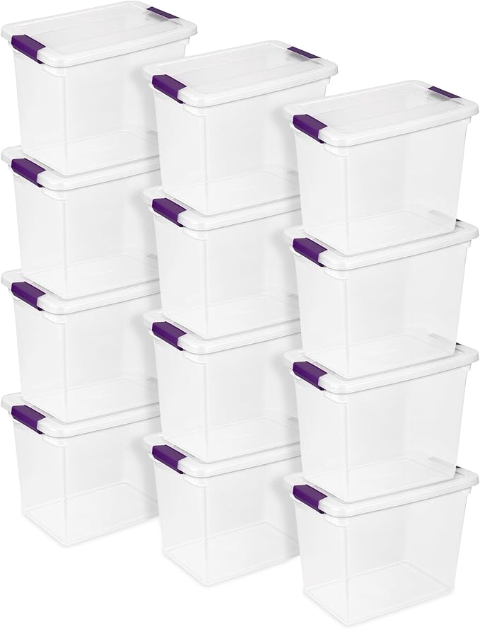 Sterilite 12-Pack 27 Quart ClearView Latch Box, Stackable Organizer Bins by Sterilite