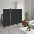 MAYOLIAH 3-Panel Black Room Divider 6ft Tall Folding Privacy Screen w/Flat Base - Image 6
