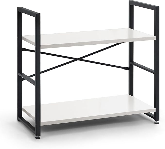 CAPHAUS 2 Tier Small Bookshelf, 24 Inch Width Free Standing Shelf, Bookcase - Image 8