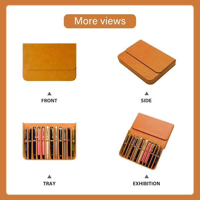 MIVLXLX Leather 12 Fountain Pen/Pencil Tray Case Organizer, Fashion Design - Image 5