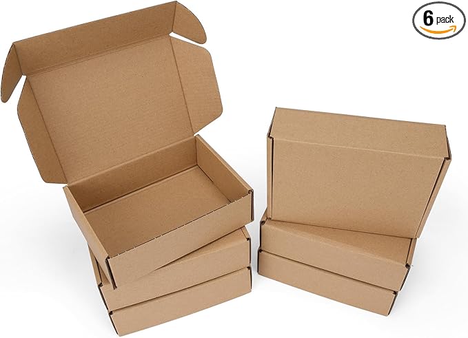 PHAREGE 7x5x2 inch Shipping Boxes 6 Pack Brown, Tab Lock Tuck Top Mailer Boxes by PHAREGE