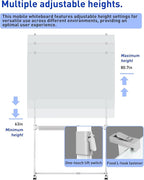 Mobile Glass Whiteboard, 48 x 36 inch Glass Board/w Height Adjustable, Large - Image 4