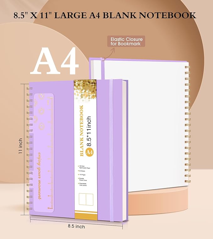 Blank Spiral Notebook Journal 8.5” x 11”, A4 Large Sketch Book - Image 2
