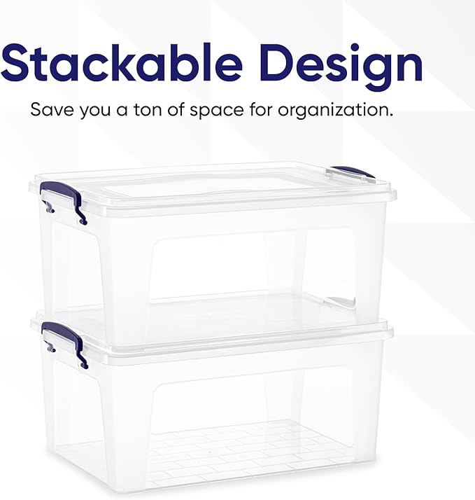 Superio Storage Bins with Lids, Stackable Totes, BPA Free, Odor Free, Organizer - Image 3