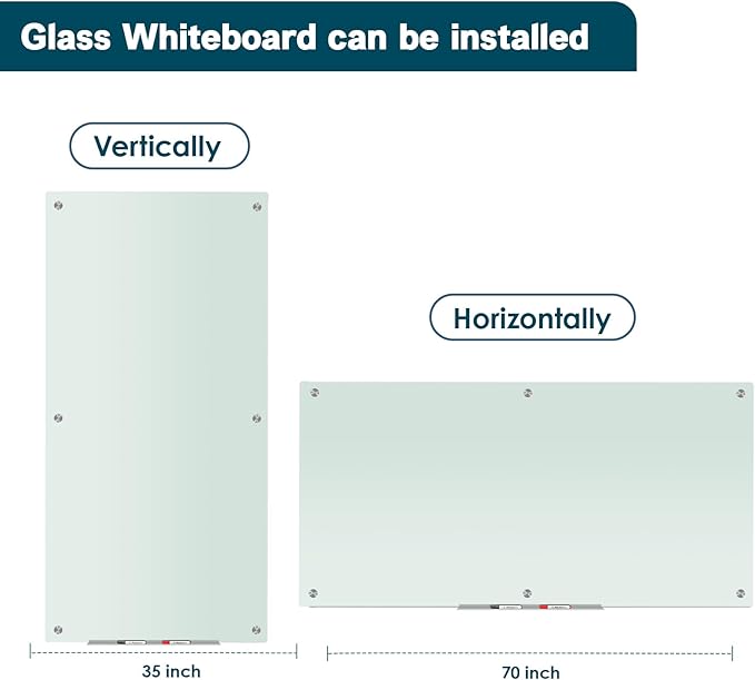 J&J worldwide Glass Whiteboard 6' x 3', Frosted Glass Dry Erase Board - Image 6
