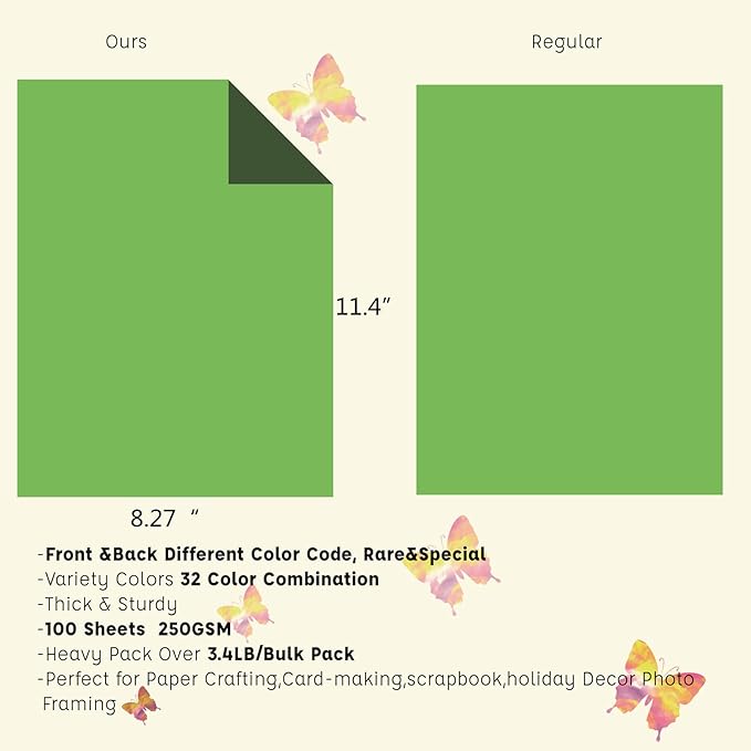 Livholic 100 Pack Heavy Duty Paper Colored Cardstock Front Back Different Color - Image 3