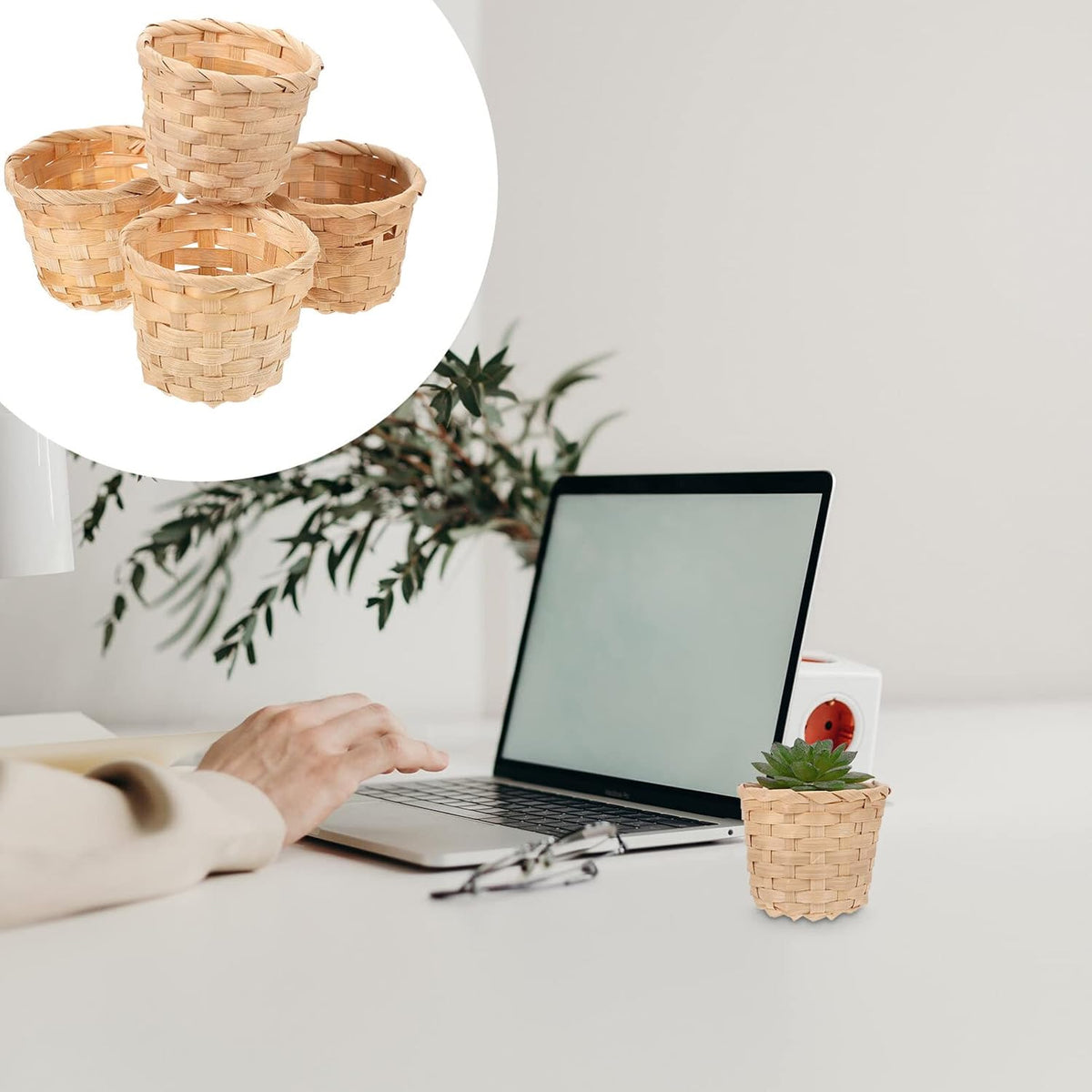 Ipetboom 10pcs Small Woven Baskets Desktop Small Flower Pot Wicker Basket Suc...