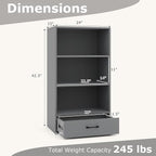 LOKO 4-Tier Bookcase with Storage Drawer, Modern Organizer Display Storage - Image 3