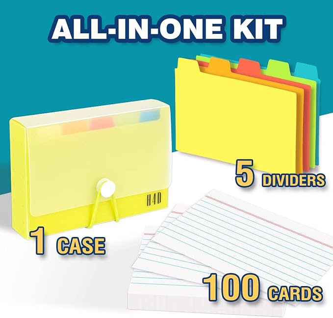 H4D 3x5 Index Card Case with 100 Heavyweight Ruled Index Cards and Dividers - Image 2