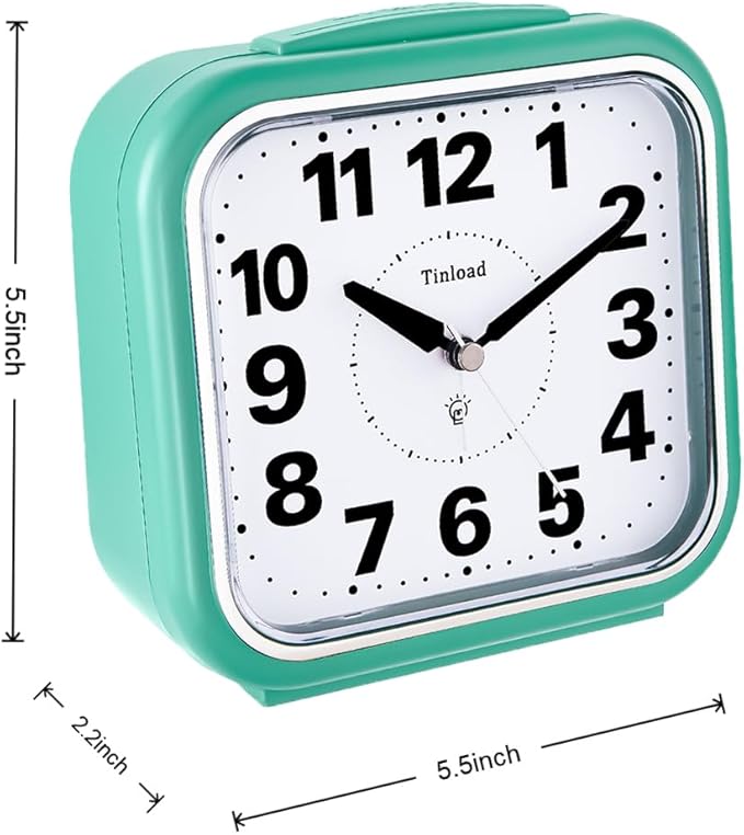 Tinload 5.5" Large No Ticking Analog Alarm Clock, Silent Readable - Image 4