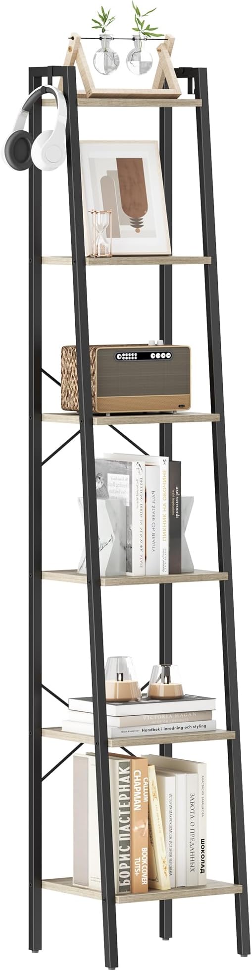 Hzuaneri Ladder Shelf, Bookshelf Bookcase, Freestanding Corner Storage Shelve - Image 9