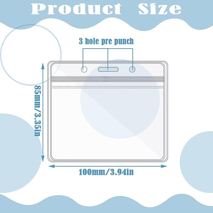 Zonon 150 Pcs Horizontal Clear ID Badge Holders Plastic Card Name Tag Holders - Image 2