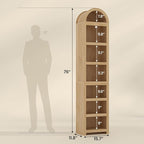 UPOSOJA 76" Tall Narrow Arched Bookcase, 7-Teir Mid-Century Modern Bookshelf - Image 2