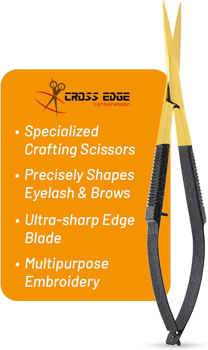 Cross Edge Spring Scissors 5 Inch straight Stainless-Steel Precision Eyebrow & by MyLashToolsByCrossEdge