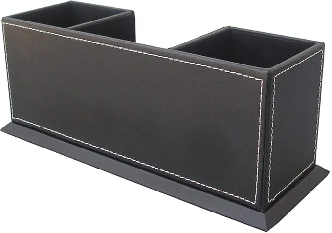 KINGFOM Office Supplies Desk Organizer PU Leather Storage Box 4 Divided - Image 9