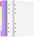 A5 Refill Paper, 6 Hole Planner Inserts with Binder Dividers, 240 Pages | A5 Binder Inserts for Notebook Journal, College Ruled Loose Leaf Paper for 6 Ring Binder