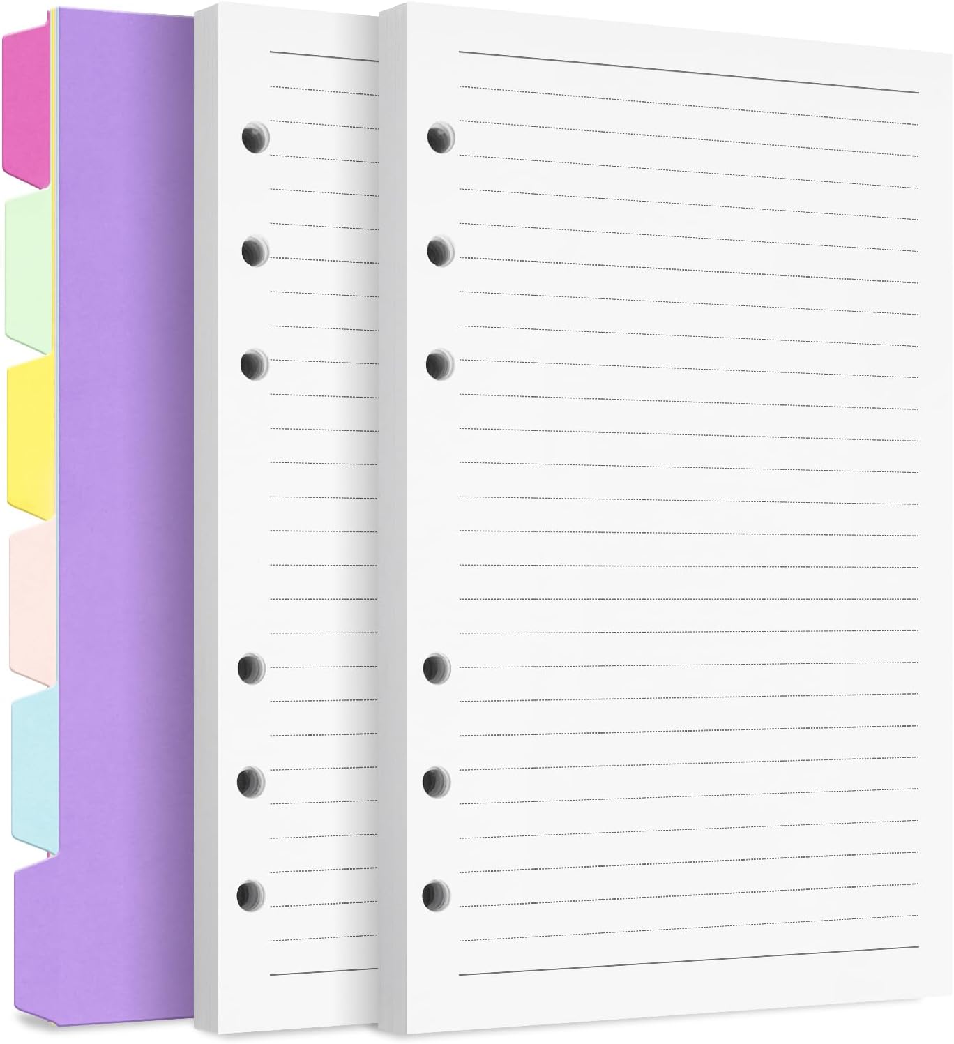 A5 Refill Paper, 6 Hole Planner Inserts with Binder Dividers, 240 Pages | A5 Binder Inserts for Notebook Journal, College Ruled Loose Leaf Paper for 6 Ring Binder