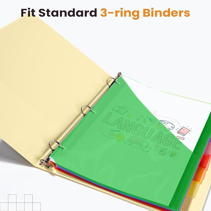 Sooez 96 Count Dividers with Pockets, 8 Tabs Binder Dividers - Image 7