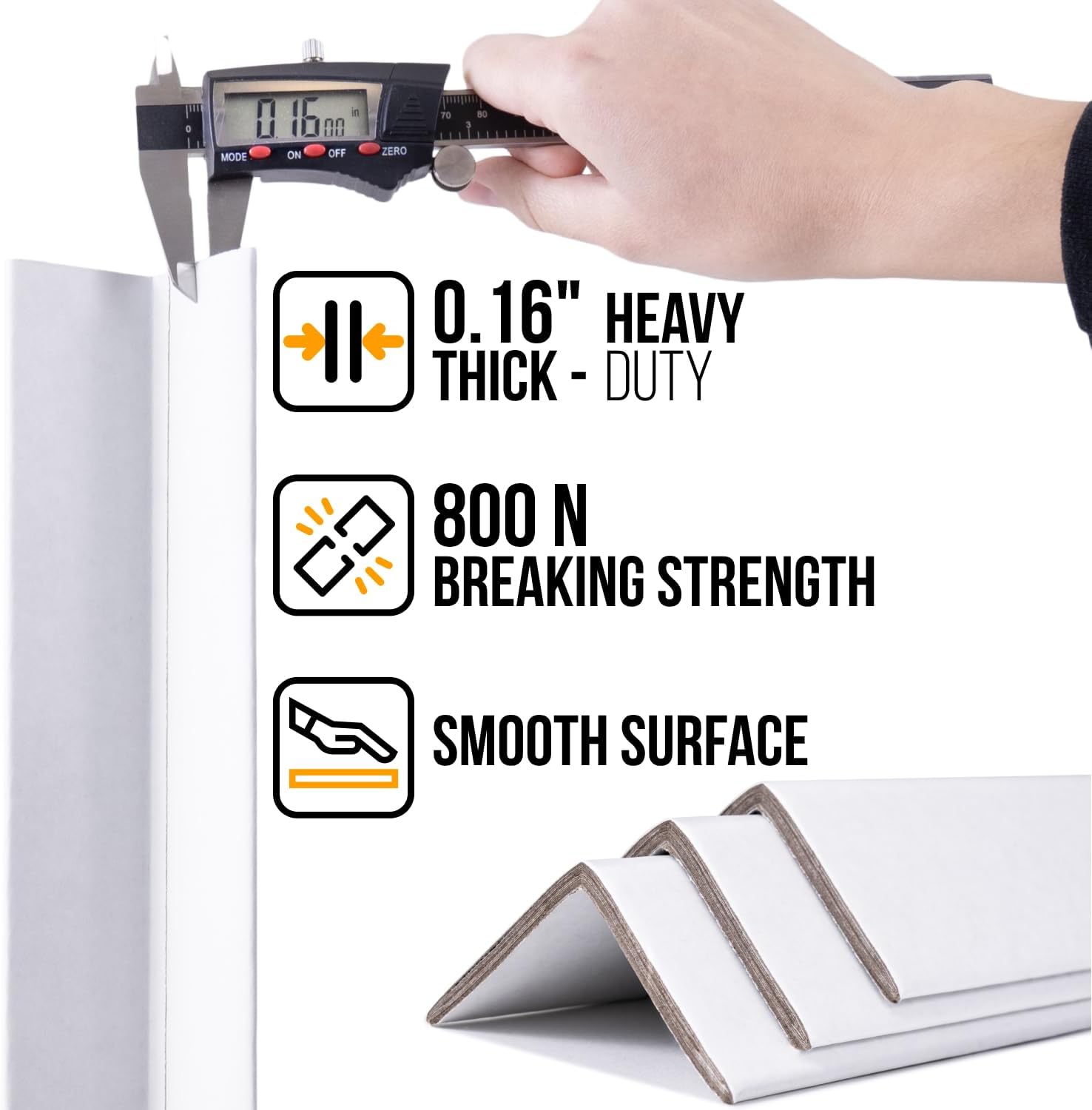 24" x 2" x 2" Reinforced Cardboard Edge Protectors, White (Pack of 12) – 0.16" Thick Heavy-Duty Cardboard Corner Protectors for Shipping – American Quality V-Board Pallet Edge Protectors | 0.16" Thick Heavy-Duty Cardboard Corner Protectors for Shipping