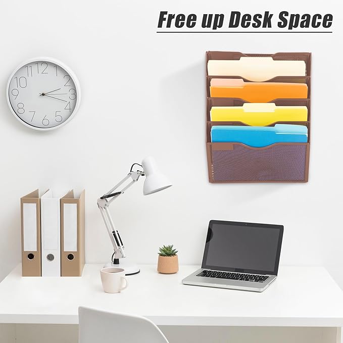 EASEPRES 5 Pocket Mesh Hanging Wall File Organizer, Wall Mounted Mail Paper - Image 7